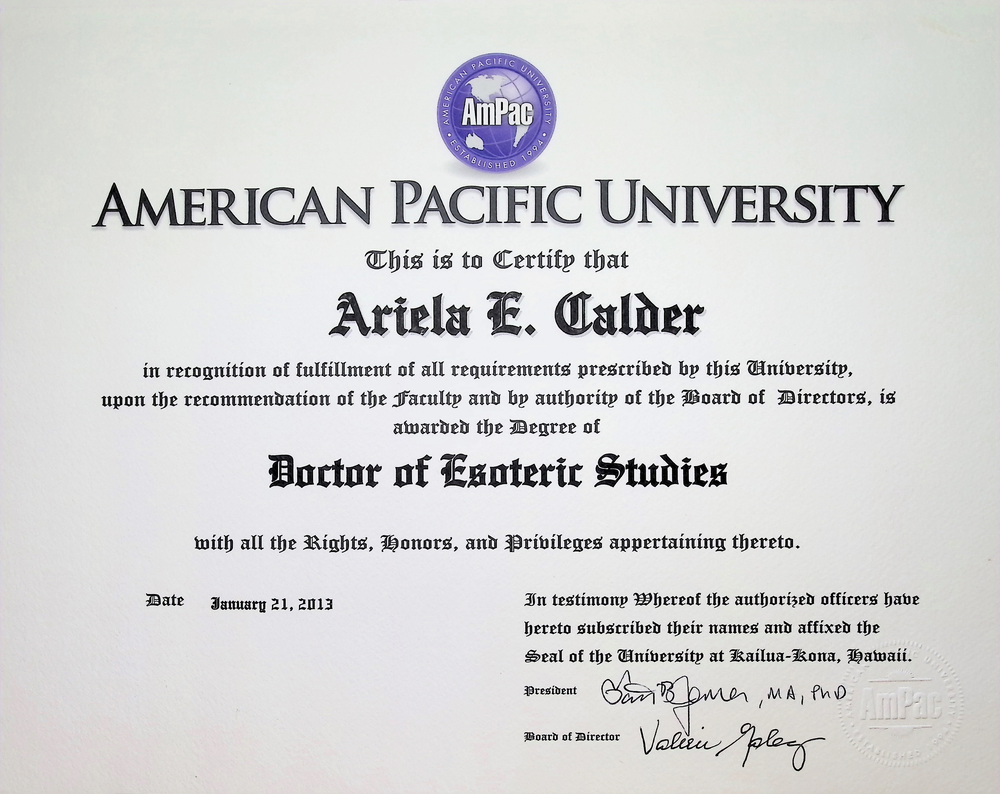 Kona University, American Pacific University - Doctorate Degree