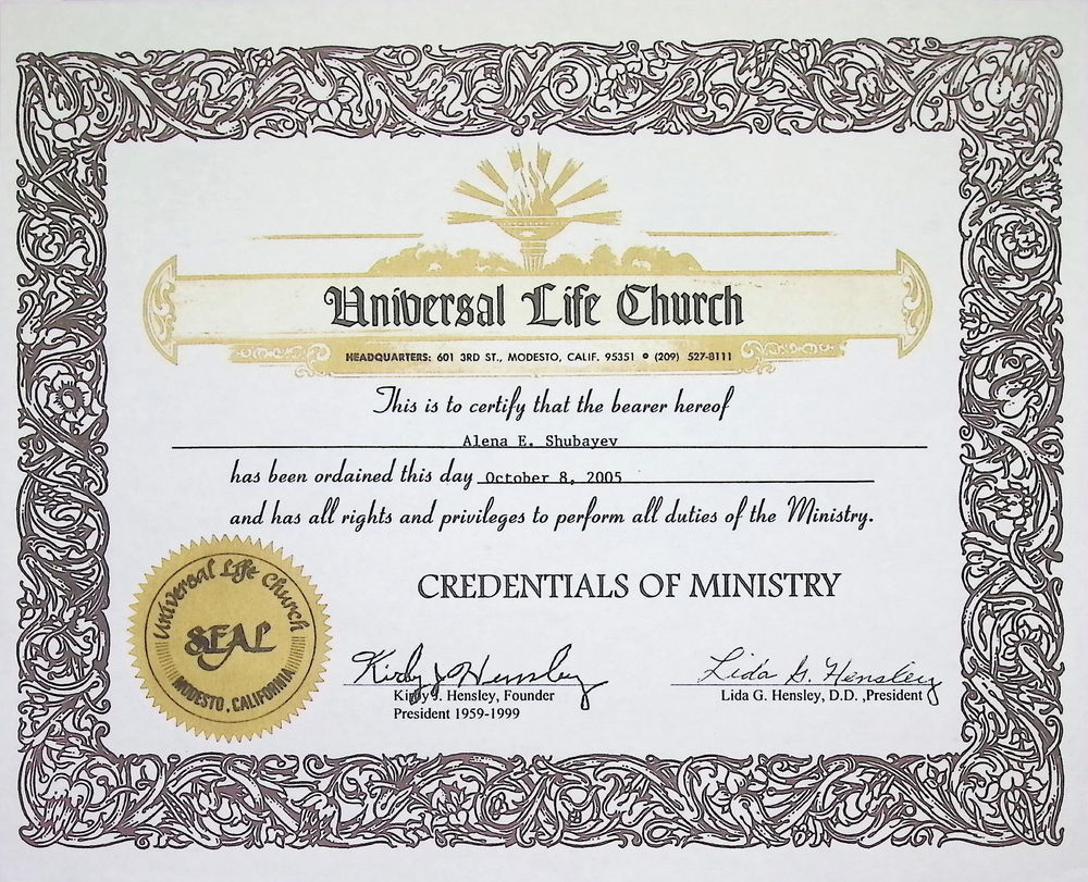 Minister - Universal Life Church